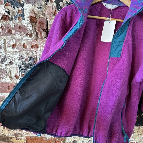 Vintage 90s Columbia Womens Fleece Made in USA Size Small Purple Zip Up Aztec - Picture 6 of 13